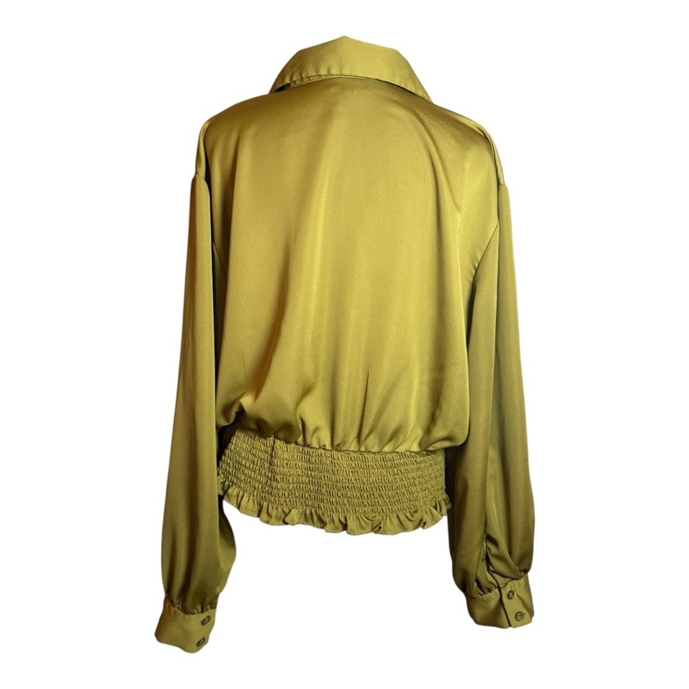 Who What Wear Olive Green Women's Button-Up Blouse - Picture 4 of 4